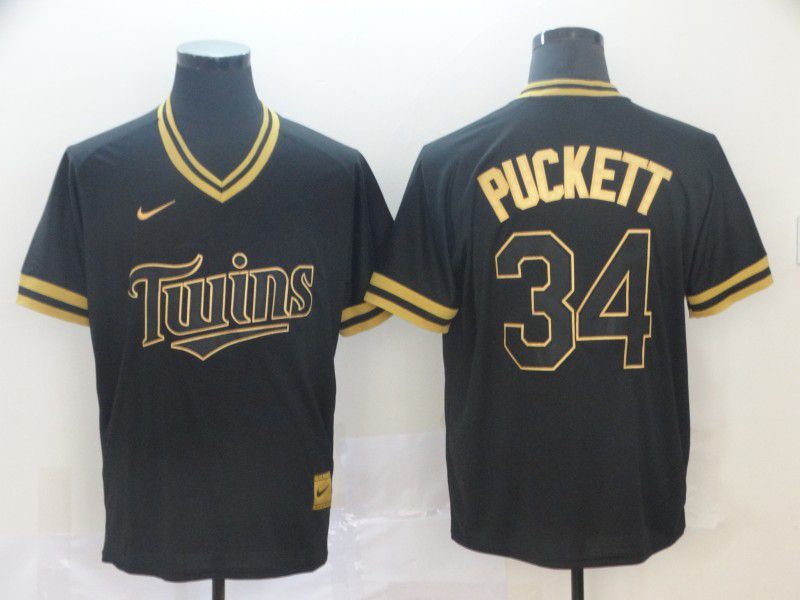 Men Minnesota Twins 34 Puckett Black Game 2021 Nike MLB Jerseys